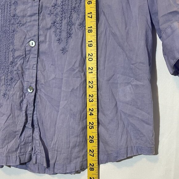 Kyla Seo Anthropologie Blouse Shirt Top Embroidered Small Purple Floral V Neck - Picture 6 of 12